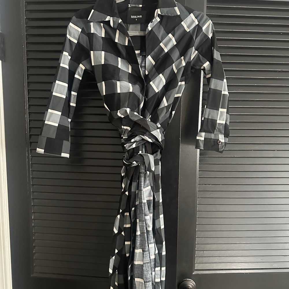 Samantha Sung Black and White Checkered Dress